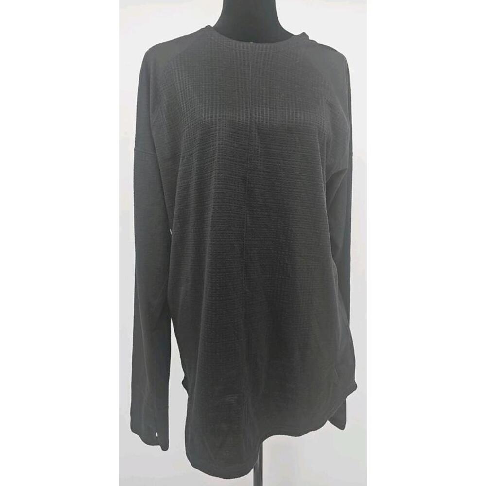 Nike Yoga Men's Shirt Medium Black  Dri-Fit Long Sleeve Black Knit Stretch‎